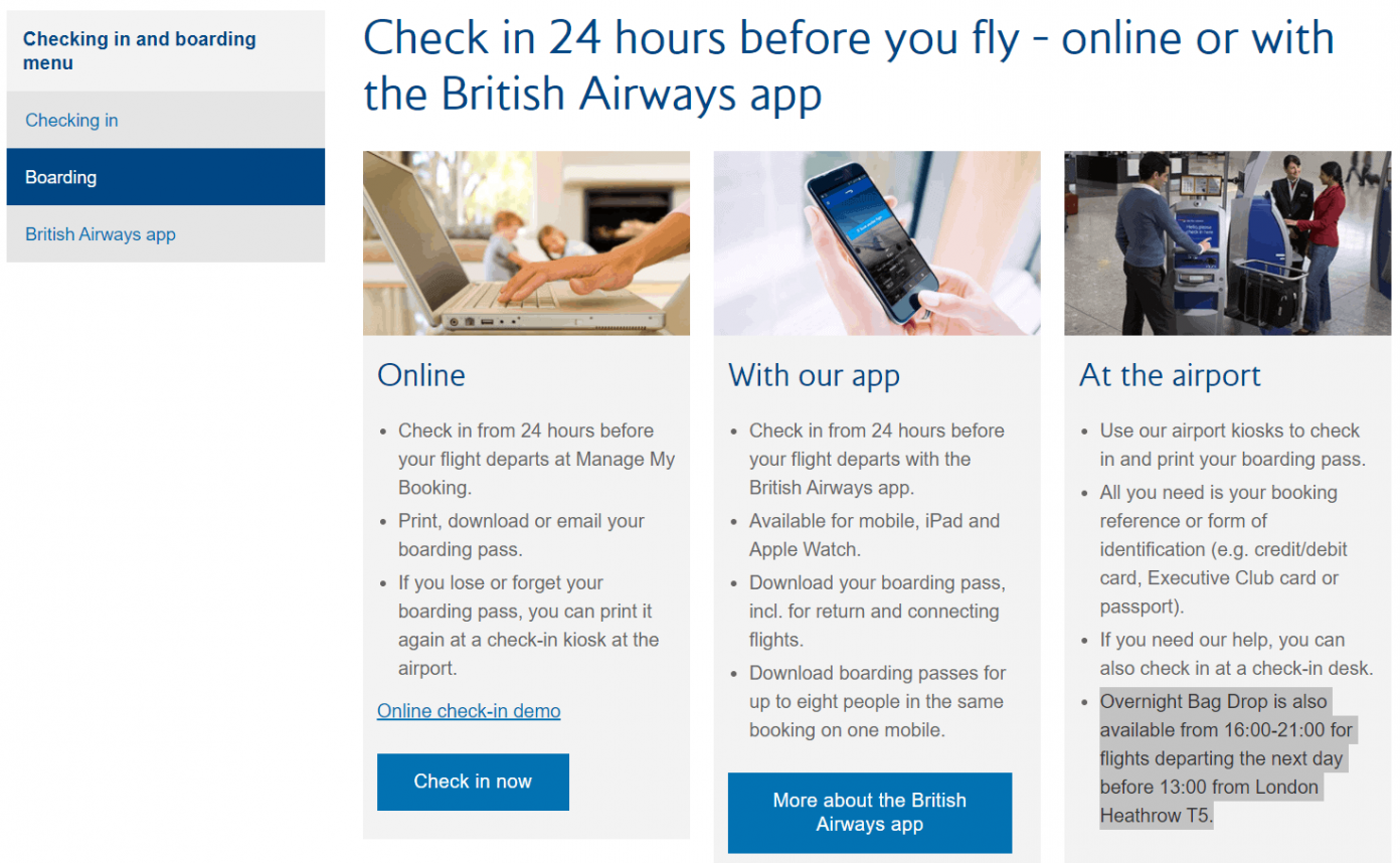 British Airways Overnight Bag Drop Travelling on Points